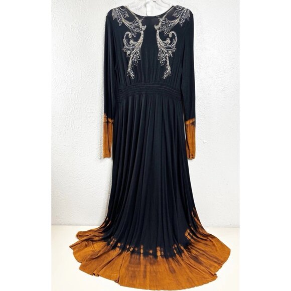 Vocal Large Goth Hi-low Dress Embellished Wings Soft Rayon/Span USA Black Unworn - Picture 2 of 9